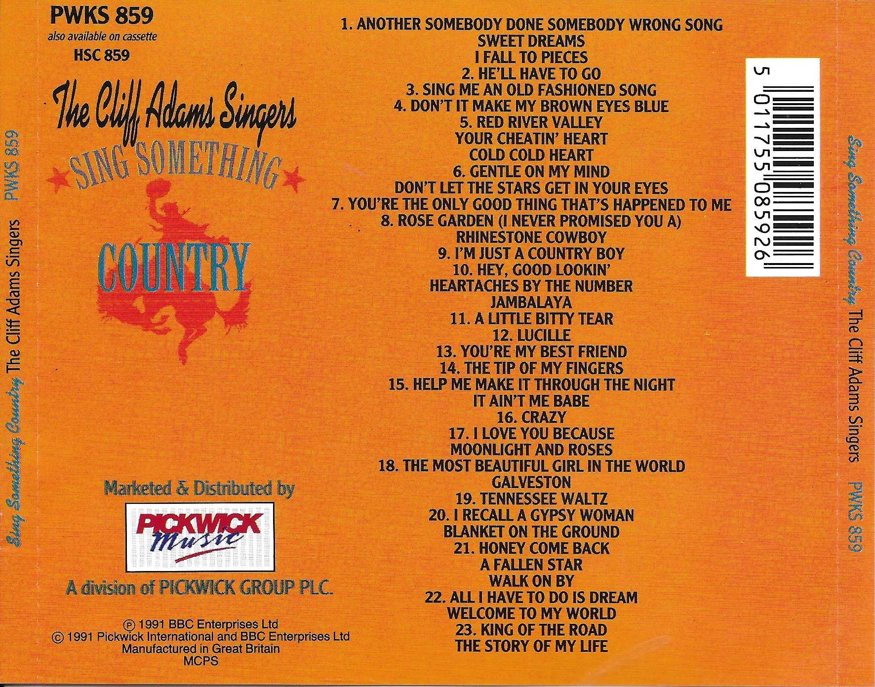 Picture of PWKS 859 Sing something country by artist Various from the BBC records and Tapes library